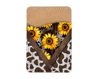 Cow Print and Sunflower Phone Wallet - Sew Lucky Embroidery