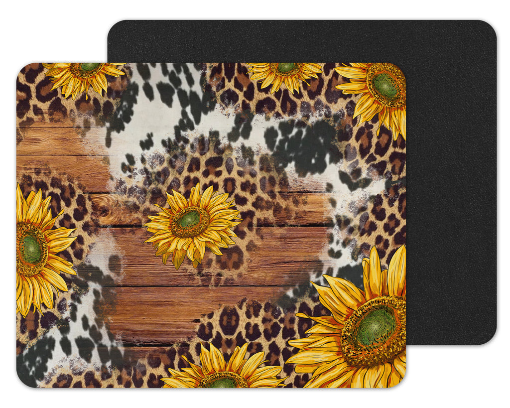 Cow and Leopard Sunflowers Mouse Pad - Sew Lucky Embroidery