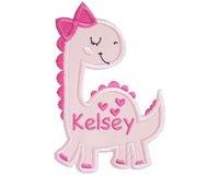 Cute Pink Dinosaur Personalized Patch - Sew Lucky Embroidery