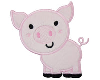 Cute Pink Piggy Farm Animal Sew or Iron on Patch - Sew Lucky Embroidery