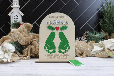 DIY Wood Sign Kit - "Cutest Little Mistletoes" Holiday Keepsake