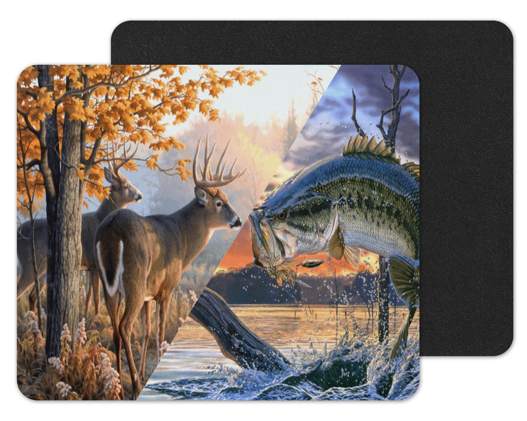 Deer and Fish Split Mouse Pad - Sew Lucky Embroidery