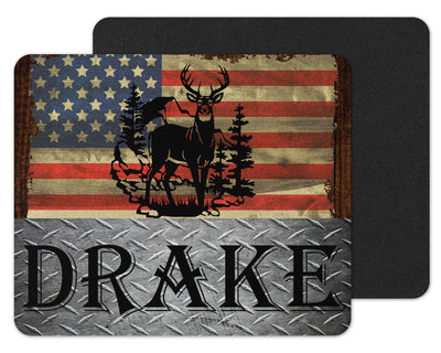 Deer on Flag Personalized Mouse Pad