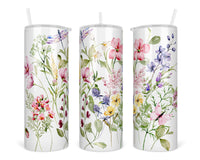 Dragonfly Floral 20 oz insulated tumbler with lid and straw - Sew Lucky Embroidery