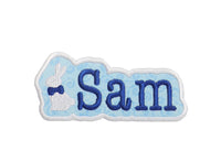 Easter Bunny Personalized name patch with custom name of your choice and Easter bunny - Sew Lucky Embroidery