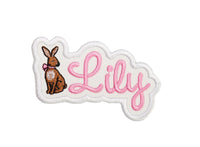 Easter Bunny Cutie Personalized name patch with custom name of your choice and Easter bunny - Sew Lucky Embroidery