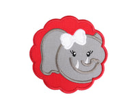 Girl Elephant with Red Scallops Patch - Sew Lucky Embroidery