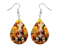 Fall Calf Earrings and Necklace Set - Sew Lucky Embroidery