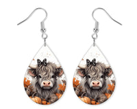 Fall Highland Calf Earrings and Necklace Set - Sew Lucky Embroidery