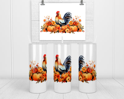 Fall Rooster 20 oz insulated tumbler with lid and straw