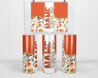 Fall Floral Personalized 20 oz insulated tumbler with lid and straw - Sew Lucky Embroidery
