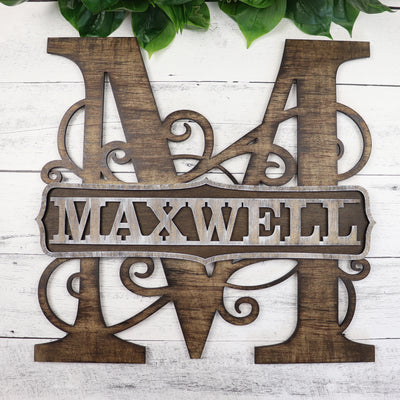 Rustic Family Personalized Monogram Name Sign