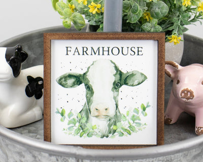 Farmhouse Watercolor Cow Tier Tray Sign