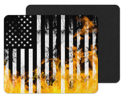 Flag on Fire Mouse Pad
