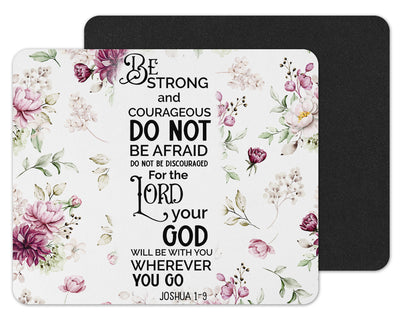 Floral Joshua 1:9 Mouse Pad