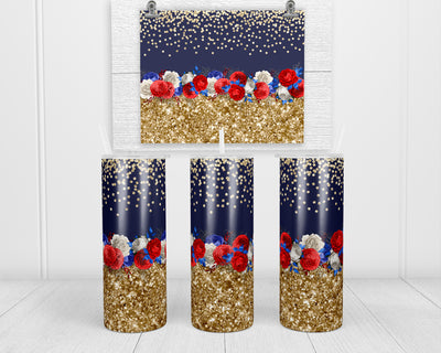 Floral with Glitter 20 oz insulated tumbler with lid and straw