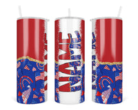 Fourth of July Gnome Personalized 20oz Insulated Tumbler with Lid and Straw - Sew Lucky Embroidery