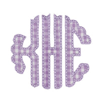 Personalized Gingham Scallop Monogram Patch | Personalized Scalloped Patch for Jackets Backpacks Bags