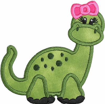 Girl Dinosaur Iron or Sew on Embroidery Applique Patch