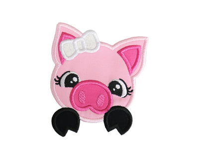 Girl Pig Peeker Sew or Iron on Embroidered Patch