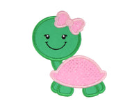 Girl Turtle with Pink Shell Patch - Sew Lucky Embroidery