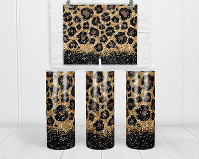 Glitter Leopard 20 oz insulated tumbler with lid and straw