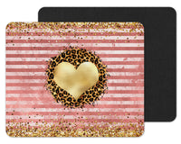Gold Glitter and Pink Stripes Mouse Pad - Sew Lucky Embroidery