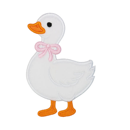 Story goose embroidered patch with bow for baby blankets diaper bags backpacks nursery items and storybook themed accessories