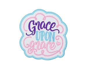 Grace Upon Grace Christian Sew or Iron on Patch - Sew Lucky Embroidery