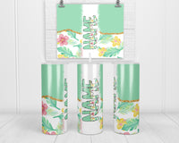 Green Hawaiian Personalized 20oz Insulated Tumbler with Lid and Straw - Sew Lucky Embroidery