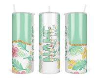 Green Hawaiian Personalized 20oz Insulated Tumbler with Lid and Straw - Sew Lucky Embroidery