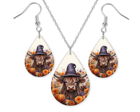 Halloween Witchy Calf Earrings and Necklace Set - Sew Lucky Embroidery