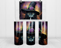 Halloween Cat 20 oz insulated tumbler with lid and straw - Sew Lucky Embroidery