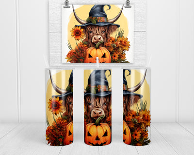 Halloween Highland Witchy Cow 20 oz insulated tumbler with lid and straw