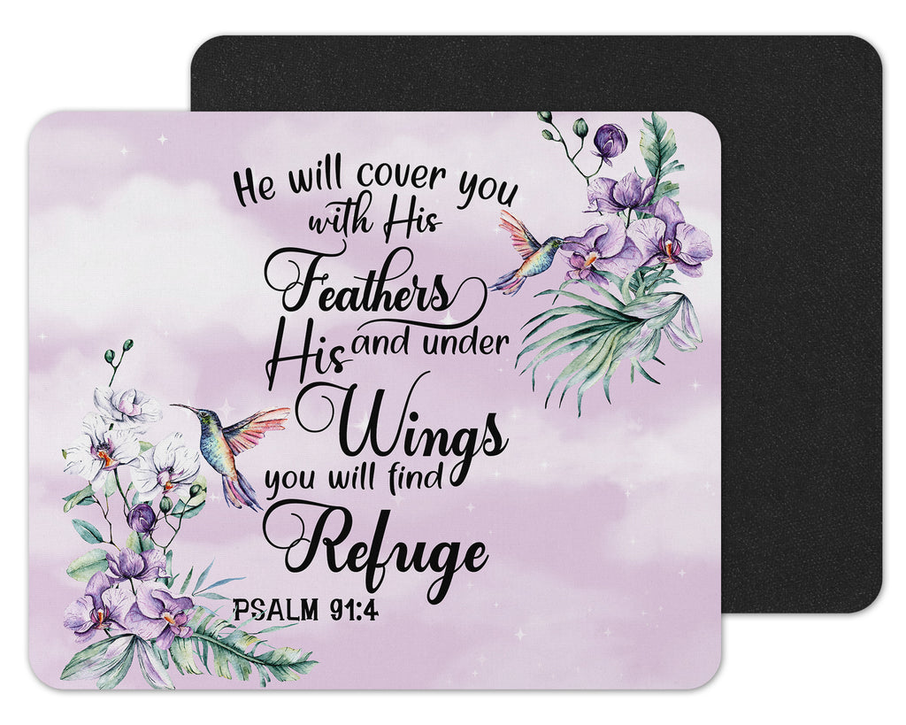 He Will Cover You Psalms 91:4 Mouse Pad - Sew Lucky Embroidery