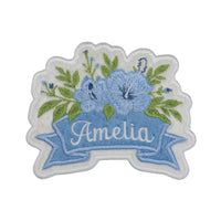 Personalized Coastal Hibiscus Name Embroidered Patch | Custom Beach Floral Patch for Jackets Backpacks Bags