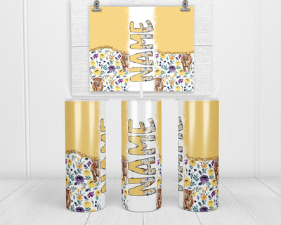 Highland Cows Yellow Personalized 20oz Insulated Tumbler with Lid and Straw