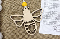 Handmade Maple Wood Bee Christmas Ornament and story card - Sew Lucky Embroidery