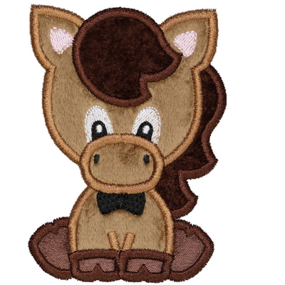 Cute Horse Boy Patch with Bow Tie Embroidered Pony Patch for Baby Boys Jackets, Farm Outfits, or Nursery Decor Iron-On or Sew-On