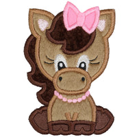 Cute Horse Girl Patch with Bow Embroidered Pony Patch for Girls Backpacks, Jackets, Farm Outfits, or Nursery Decor Iron-On or Sew-On - Sew Lucky Embroidery