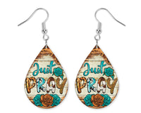 Just Pray Earrings and Necklace Set - Sew Lucky Embroidery