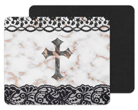 Lace and Marble Cross Mouse Pad - Sew Lucky Embroidery