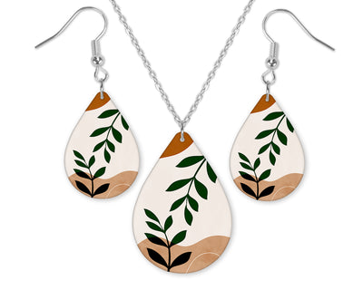 Leaf Design Earrings and Necklace Set