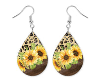 Leopard and Sunflower Earrings and Necklace Set - Sew Lucky Embroidery