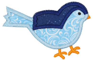 Little Blue Bird Sew or Iron on Embroidered Patch