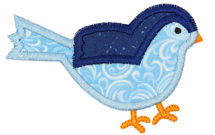 Little Blue Bird Sew or Iron on Embroidered Patch - Sew Lucky Embroidery