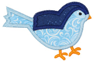 Little Blue Bird Sew or Iron on Embroidered Patch - Sew Lucky Embroidery
