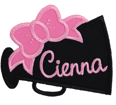 Megaphone Pink and Black Personalized Sew or Iron on Embroidered Patch