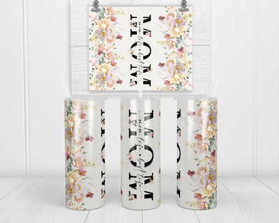 Mom Life Floral 20 oz insulated tumbler with lid and straw