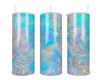 Mother of Pearl with Glitter 20 oz insulated tumbler with lid and straw - Sew Lucky Embroidery
